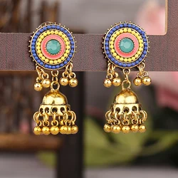 Suyan Jewelry Factory Price 2022 Hot Sale Earrings Golden Pearl Niche Design Bell Alloy Rice Bead Earrings Jewelry