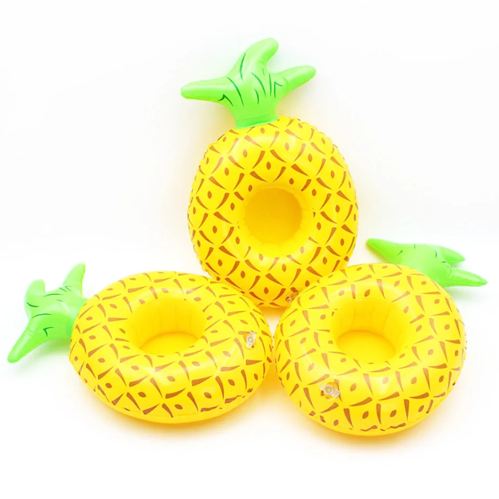 wholesale cheap custom outdoor pineapple pvc inflatable floating toy mini pool beverage beer cup drink holder for party