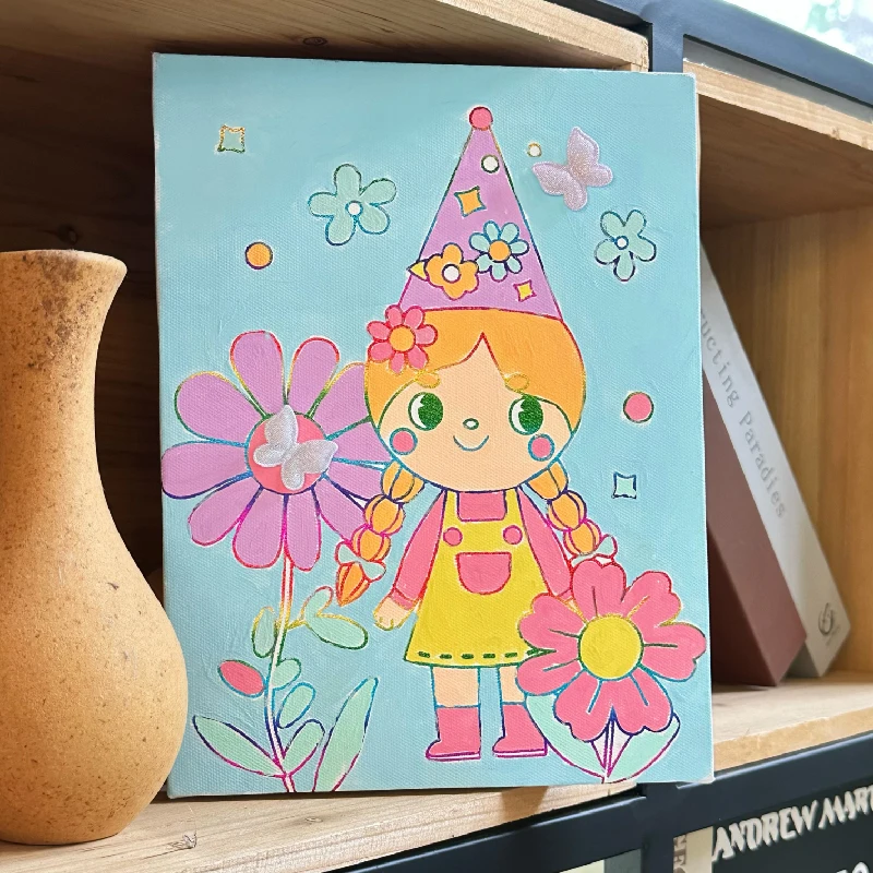 Custom Cartoon Girls Paint by Number Set Classic & Creative Acrylic Juguetes Educativos with Wooden Frame for Kids