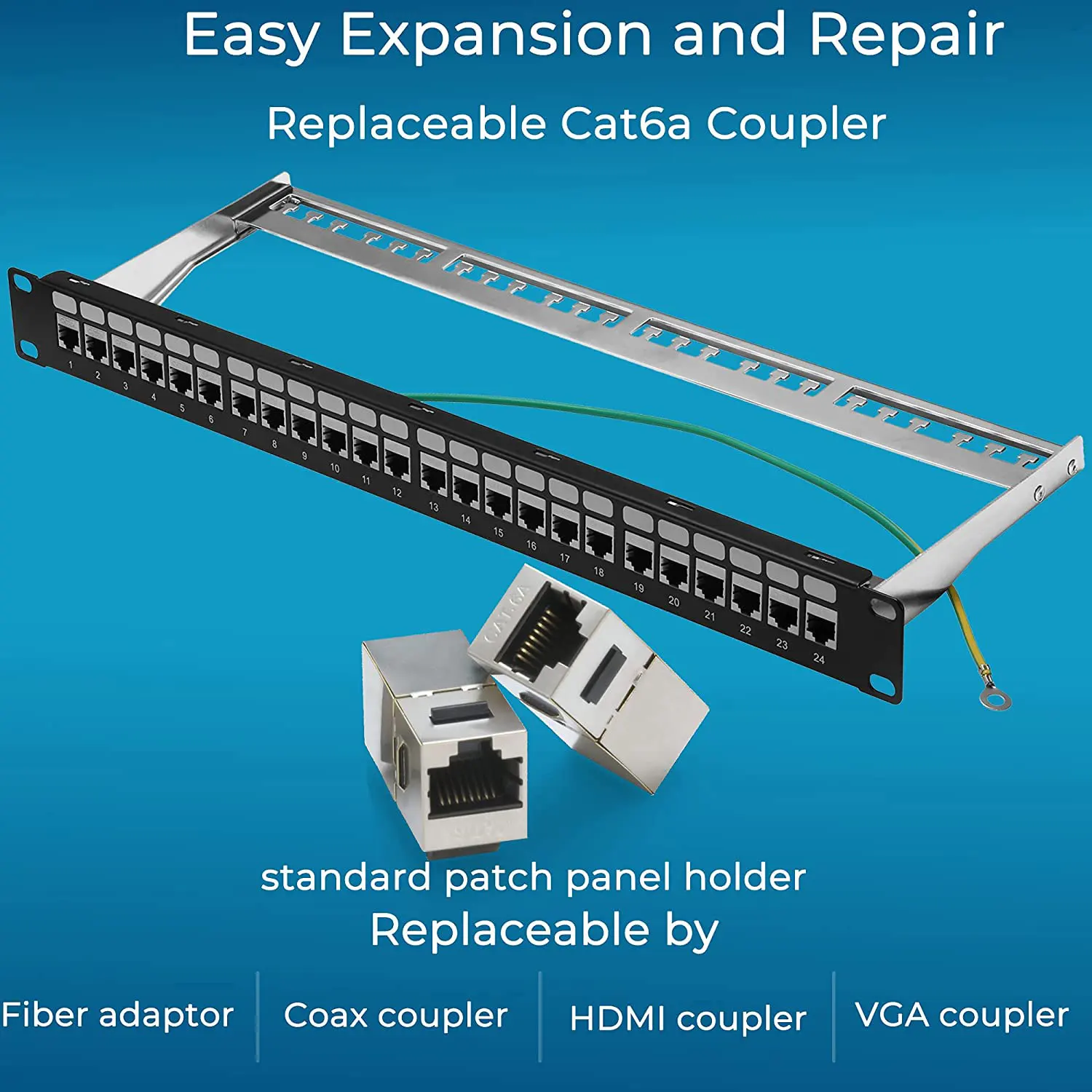 24 порта с CAT7 щит-кабелем RJ45 Keystone Jack STP патч-панель сетевые стеллажи шкафы 1U Lan кабельная