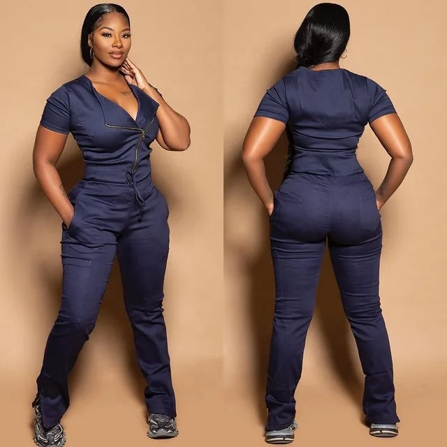 Custom Logo Stretch Scrub Uniform Nursing Sets Short Sleeve Jogger Women Nurse Medical Scrubs Uniforms Sets