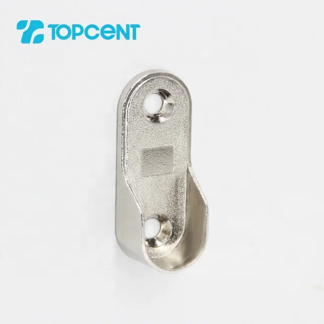 16/19mm chrome plated oval wardrobe hanging clothing tube holder rod flange hanging rail tube support