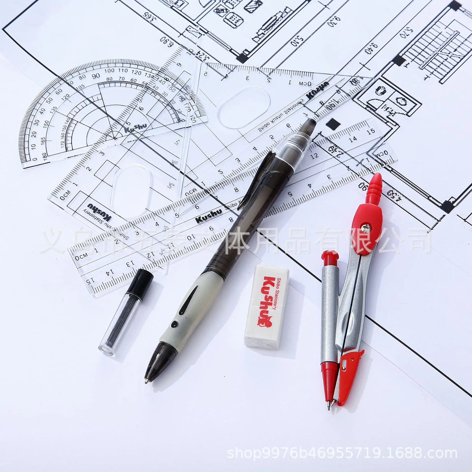 Best Selling School Office Drawing Design Supplies Student Special Geometric Ruler Compass Set
