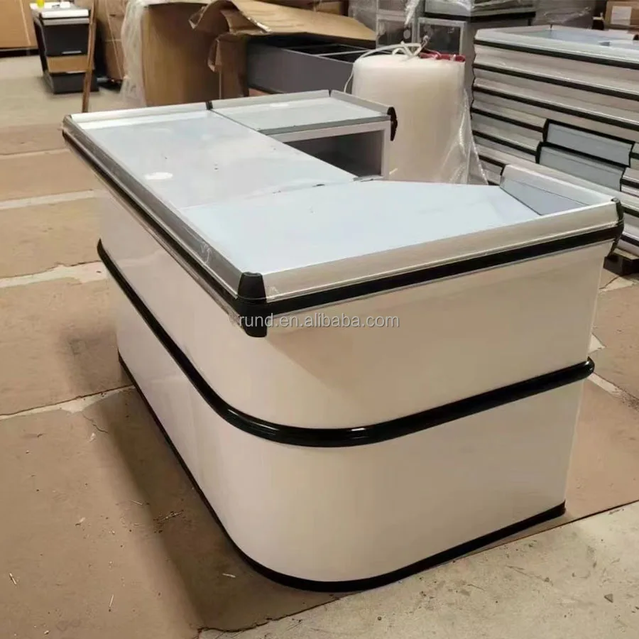 Supermarket Cashier Store Checkout Counter for Sale Made of Wood Steel and MDF Cash Register Type