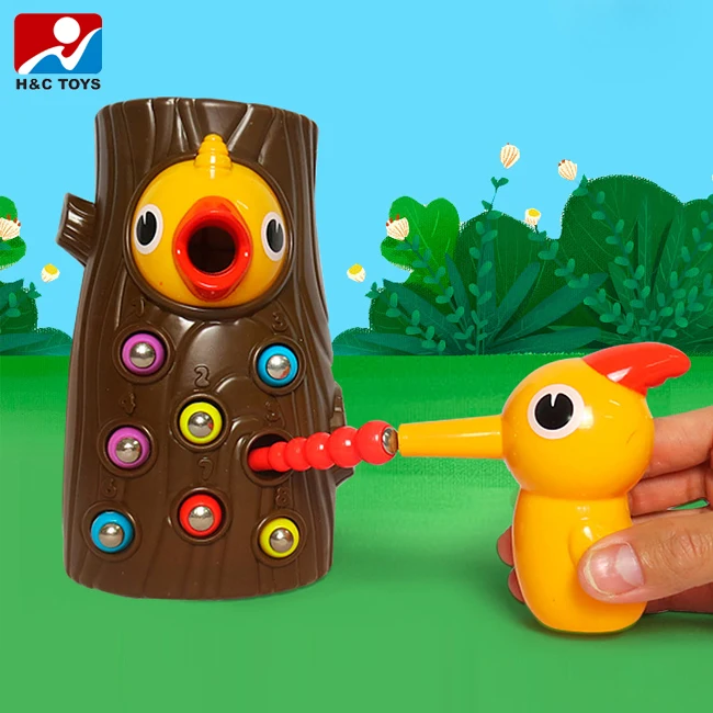 Gift for kids woodpecker catching worms game toy magnetic bird catching insect puzzle toy set feed game