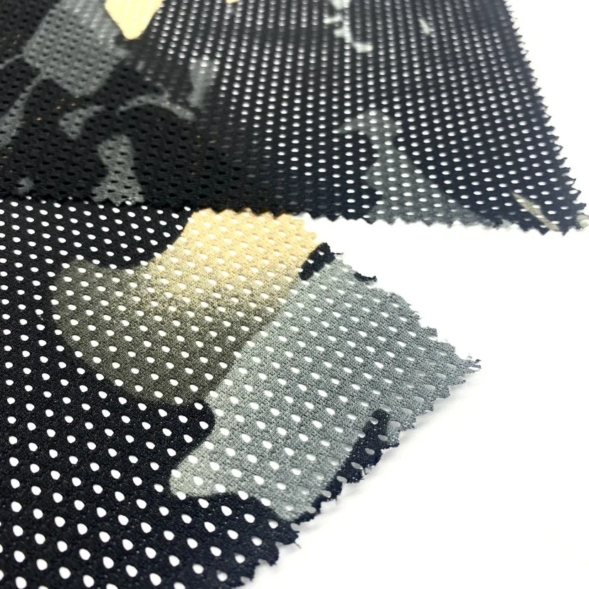 100% polyester camo  black mesh fabric for outdoor multi-environment concealment solution  hunting camouflage clothing