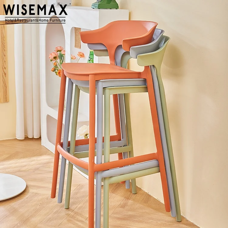 WISEMAX FURNITURE popular commercial bar furniture modern high bar stool plastic bar chair counter stool