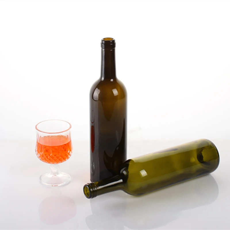 Factory Stock Sales 750Ml Dark Green Brown Bordeaux Red Wine Glass Grape Wine Bottles Manufacturer