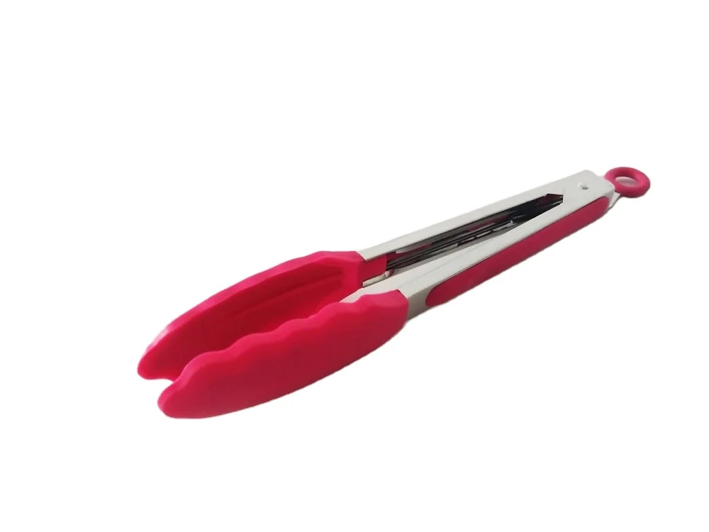 Environmental Protection Stainless Steel Silicone Bbq Food Clips Tong