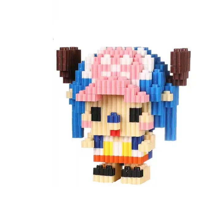 Cartoon Collection Japan Anime One Pieces Stacking Assembled Diamond Choppered Luffy Mini Figures Toys Bricks Building Block