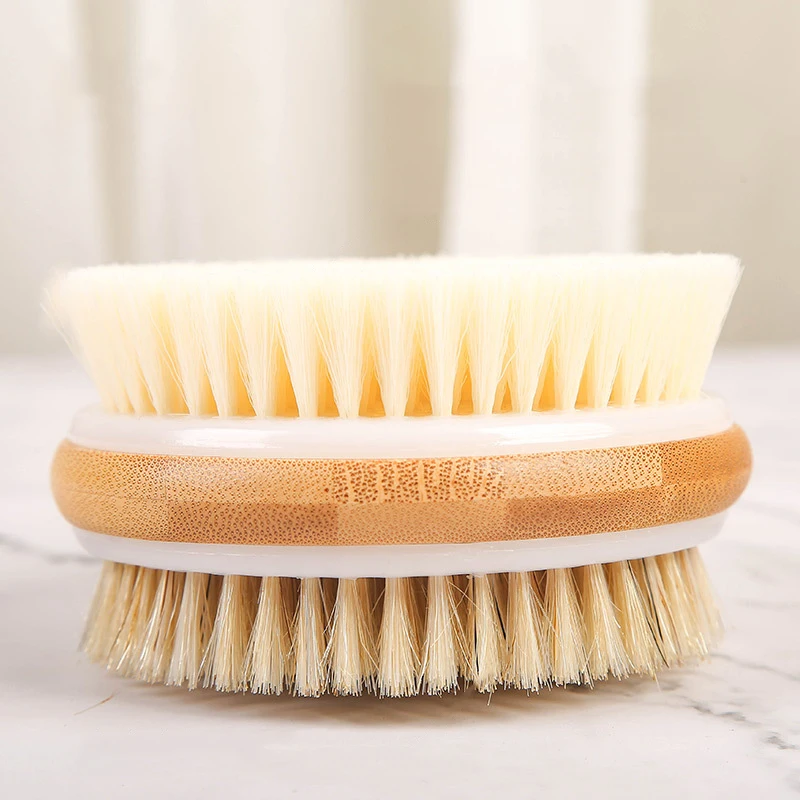 High quality bamboo and wood Dry Bath Brush Long Handle for Shower