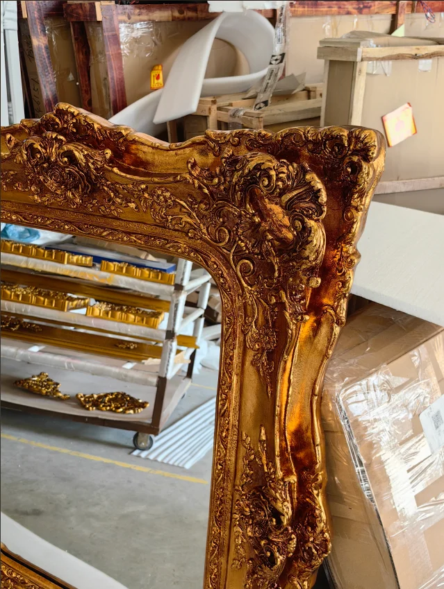 Customized Ornate Antique Large Gold Foil Baroque Art Canvas Vintage Picture Mirror Painting Frame