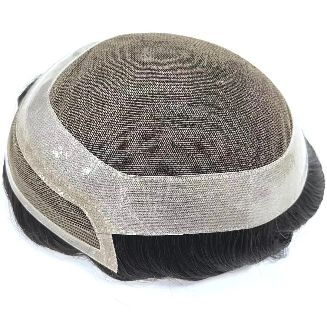 New swiss lace 100% human hair toupee fine mono man hair wigs lace front men toupee