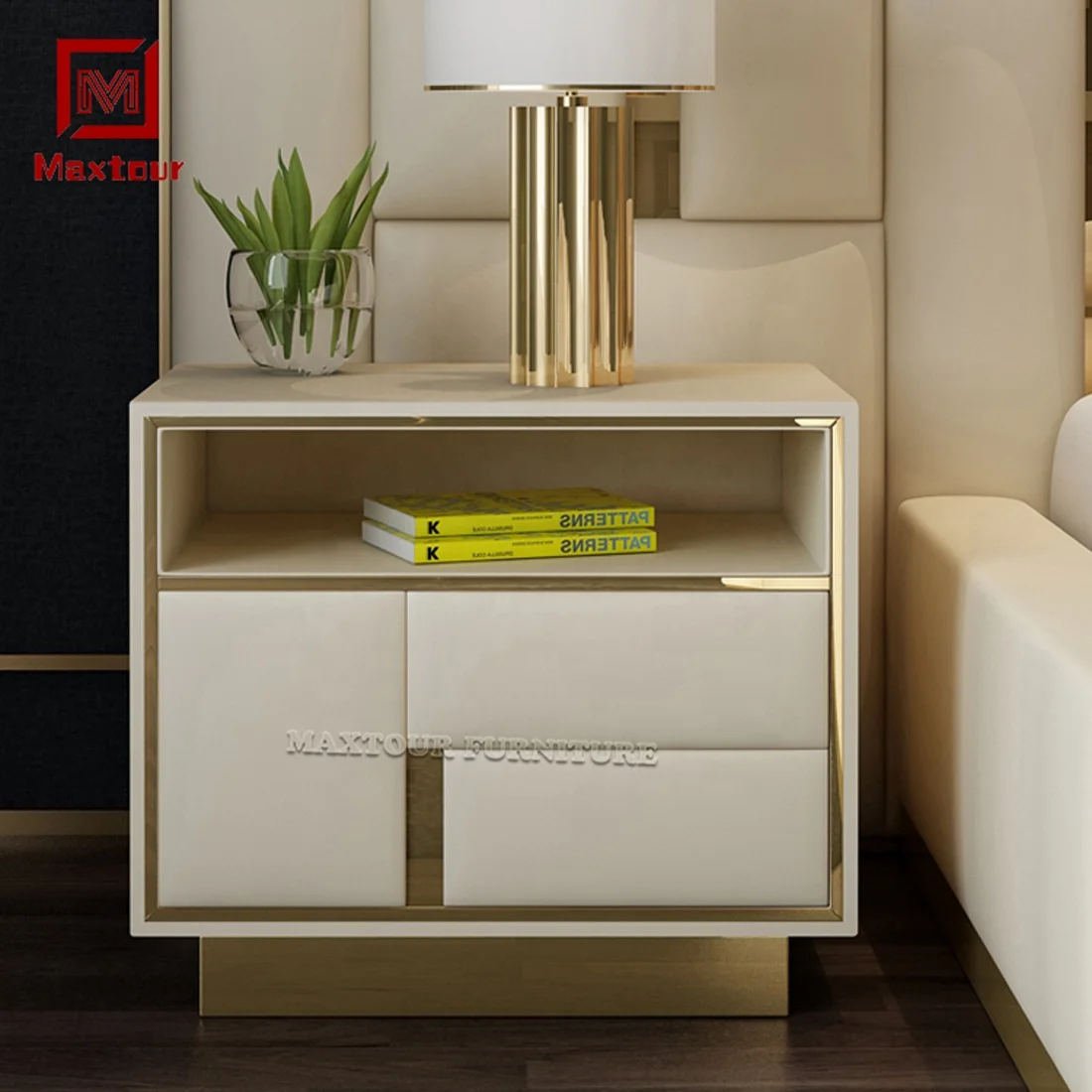 Italian Luxury Solid Wood King Size Bed With Night Stand White Master Bed Room Soft Home Bedroom Furniture Set