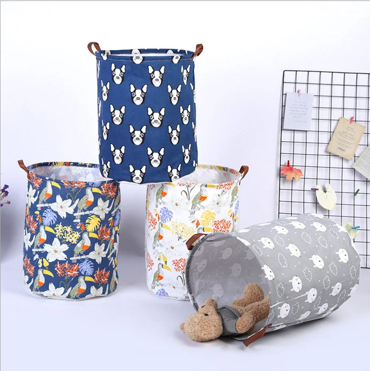 Wholesale European Waterproof Laundry Folding Cartoon Fabric Canvas Kids Basket