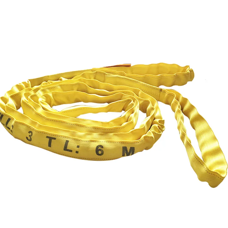 1T 2T 3t 4t 5T 6T polyester yarn straps carrying round sling 1-100m polyester round sling