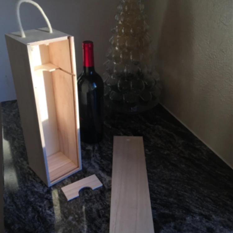 Unfinished Wooden Wine Box with Handle for Crafts Gifts Birthdays Housewarmings