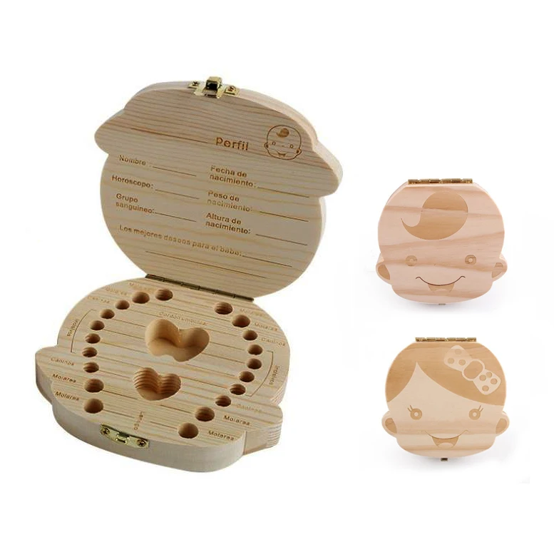 Молочных зубах Фея деревянный держатель во-первых потерянный зуб Коллекция Организатор ящик для мальчиков и девочек