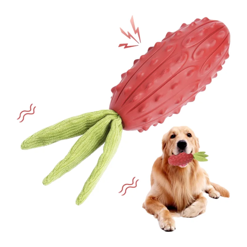 Factory Directly Supplies Pet Toy Indestructible Durable Red Carrot Shaped Natural Rubber Squeaky Toy For Dog Chew
