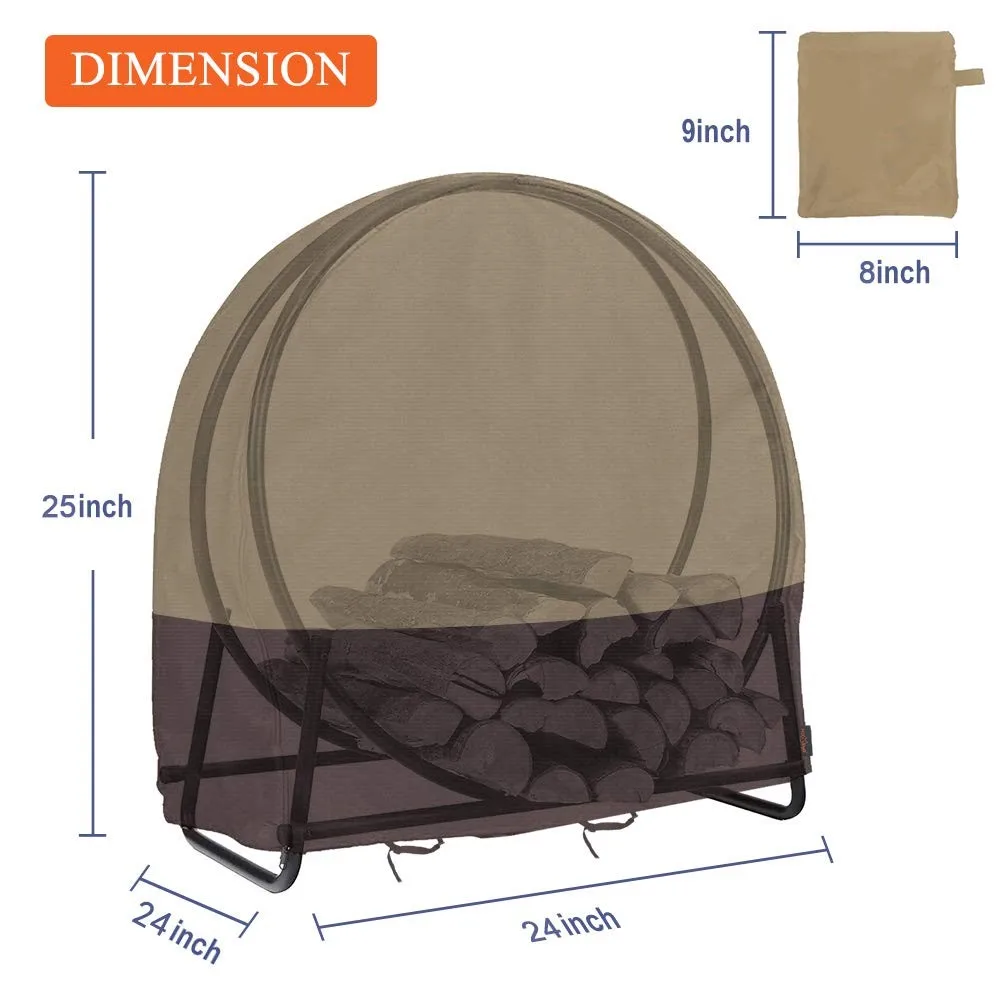 Heavy Duty All Weather Firewood Rack Cover Custom Size Waterproof Dustproof Firewood Log Hoop Cover