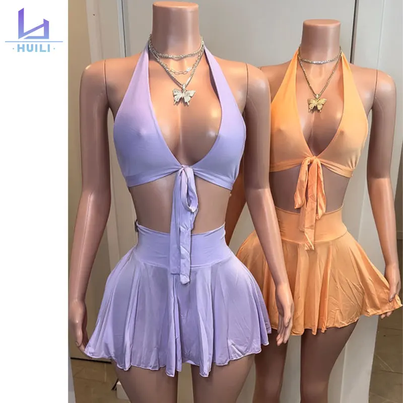 Contrast Color Bandage Bikini Push up Bra Tight Swimsuit Bikini for Women Bikini Set Swimwear & Beachwear Hot Style Sexy