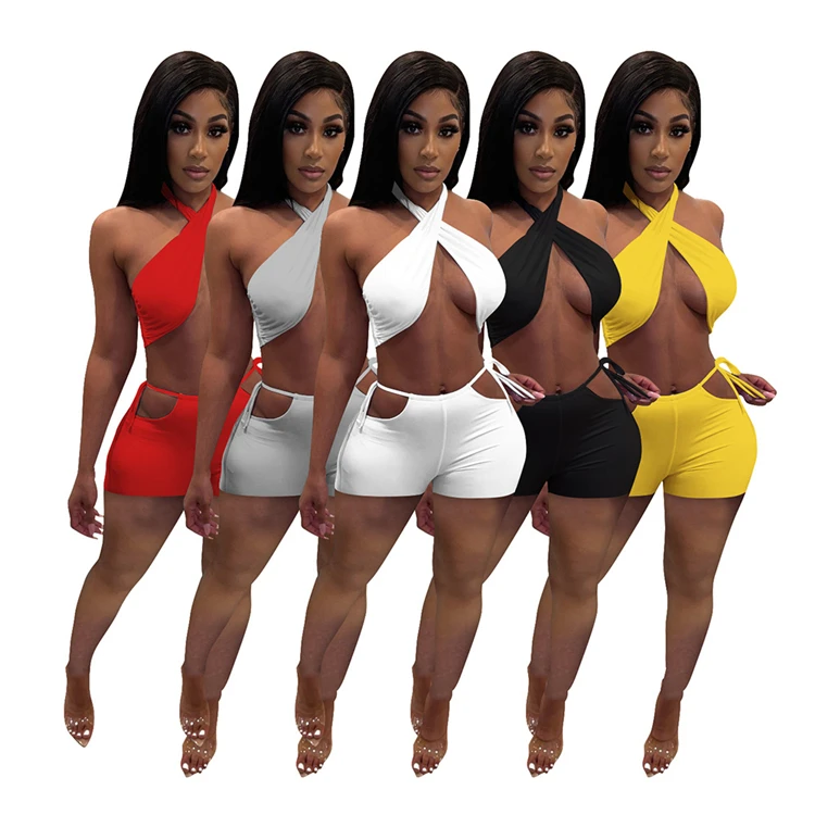 New Arrival MISSMOEN Halter Summer Sexy Ensembles de femmes Women Clothes 2021 Women 2 Piece Set Two Piece Set