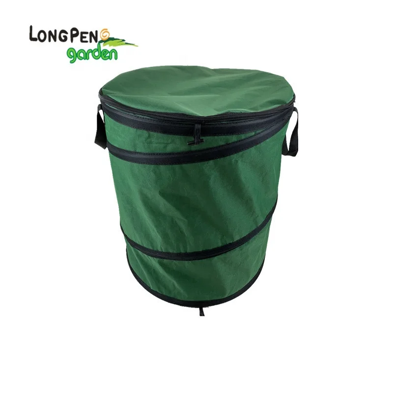 Factory Customized 600D Polyester Folding Pop Leaf Trash Collection Garden Waste Bag Industrial Waste Bin