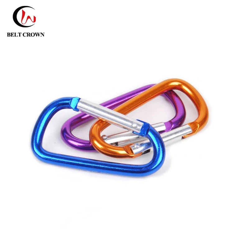 Light weight Aluminum carabiner d ring clips spring snap hook for key chain clip set
