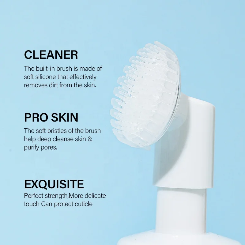 Natural Organic Foaming Acne Face Wash Moisturizing Deep Cleansing Mousse Exfoliating Bubble Facial Cleanser with Brush