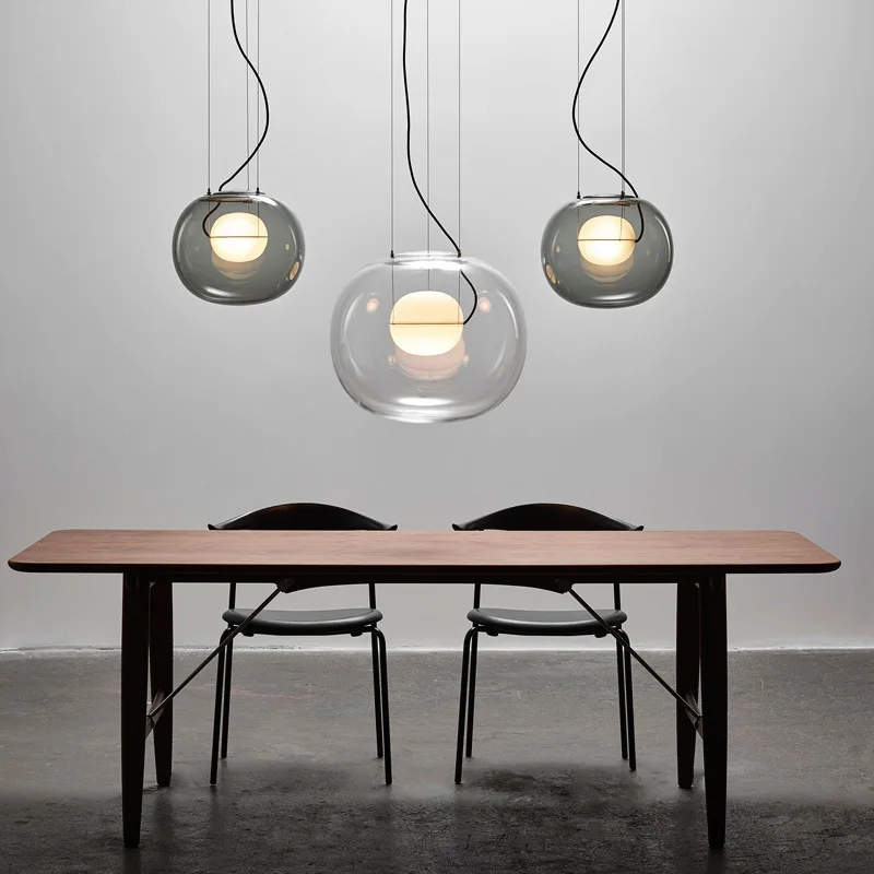 Postmodern personality glass fashion chandelier Nordic metal design restaurant study bedroom balcony glass chandelier