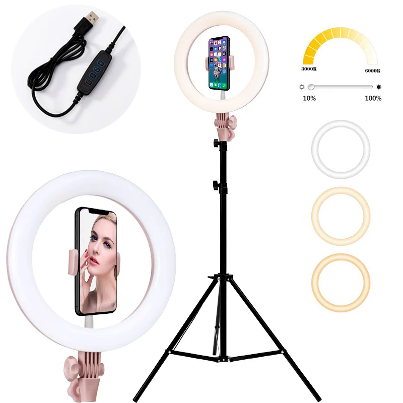 2020 New Arrival  Beauty 10 inch  Selfie Led Ring Light With Tripod Stand 3000K-6000K Tiktok Photography makeup Ring Light Lamp