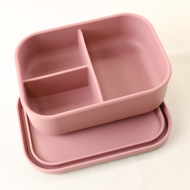 2023 new 3 Compartment Silicone Bento Box Container Durable BPA Free Reusable Leak-Proof Keeping Dishes Silicone Lunch Box set