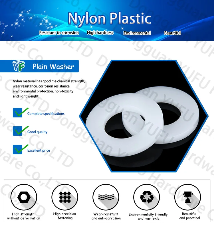 Washer Manufacture 2mm 3mm 4mm 5mm Plastic  Plain Shim Nylon White Washers Round Flat Gasket