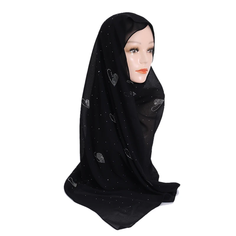 Hot Sale Fashion Personalized Lace Style Hot Diamond Chiffon Scarf Senior Muslim Arabian Headscarf Shawl
