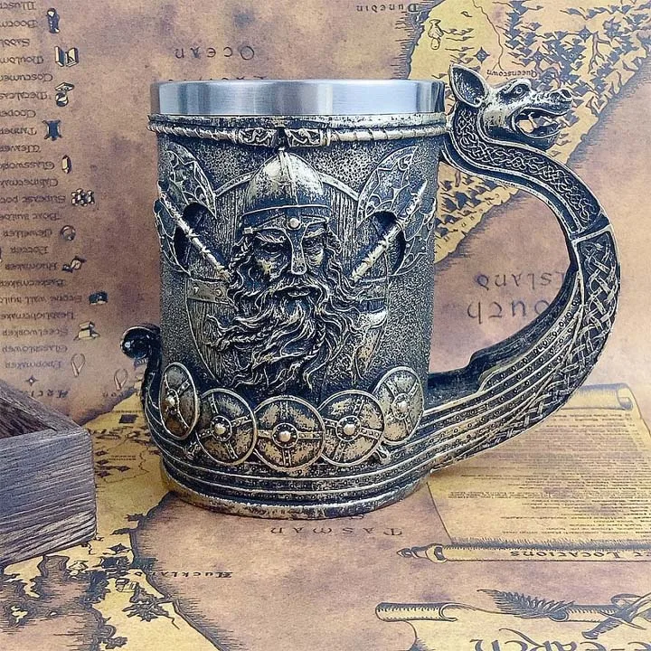 Customized Viking Drinking Cup Metal Insulated Resin Beer Mug Templar Mug for Promotional Lovers Gifts