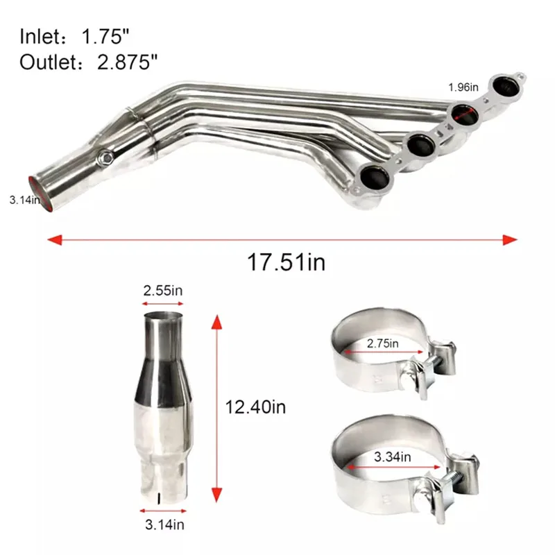 Long Tube Stainless Manifold Headers For 2010-2015 Chevy Camaro SS LS3 6.2L V8