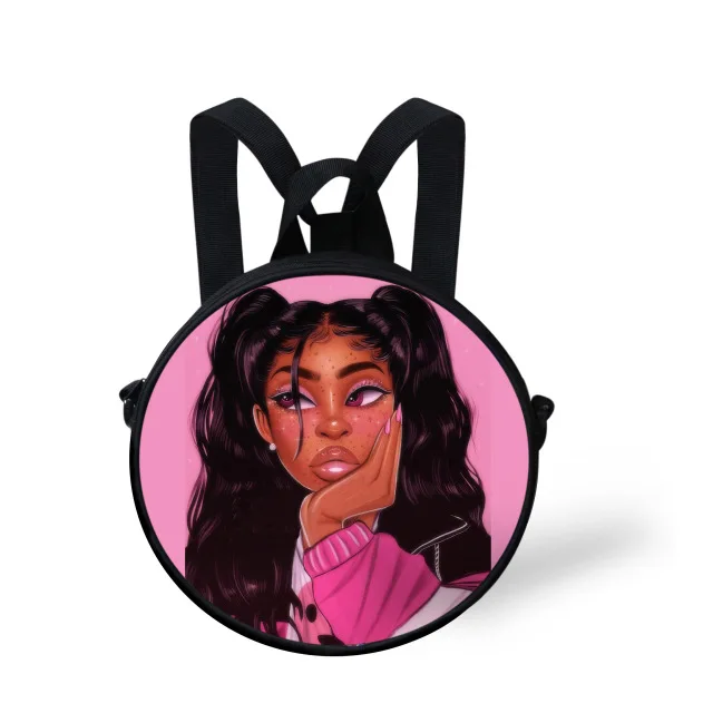 
Queen School Bags for Girls Boys Black Girls Magic Melanin Poppin Pattern Kids Backpacks Cute Round Bag 