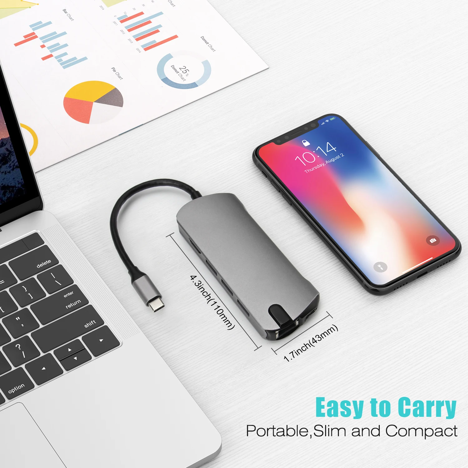 for android ios macbook pro dell hp usb c docking station usb type c hub 8 in 1 smart multifunctional desktop docking station