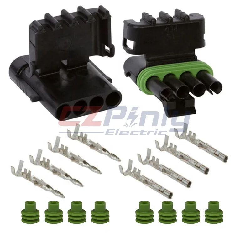 Delphi 4 way male female waterproof Pa66 Weather Pack connector plug 12010974 12015797