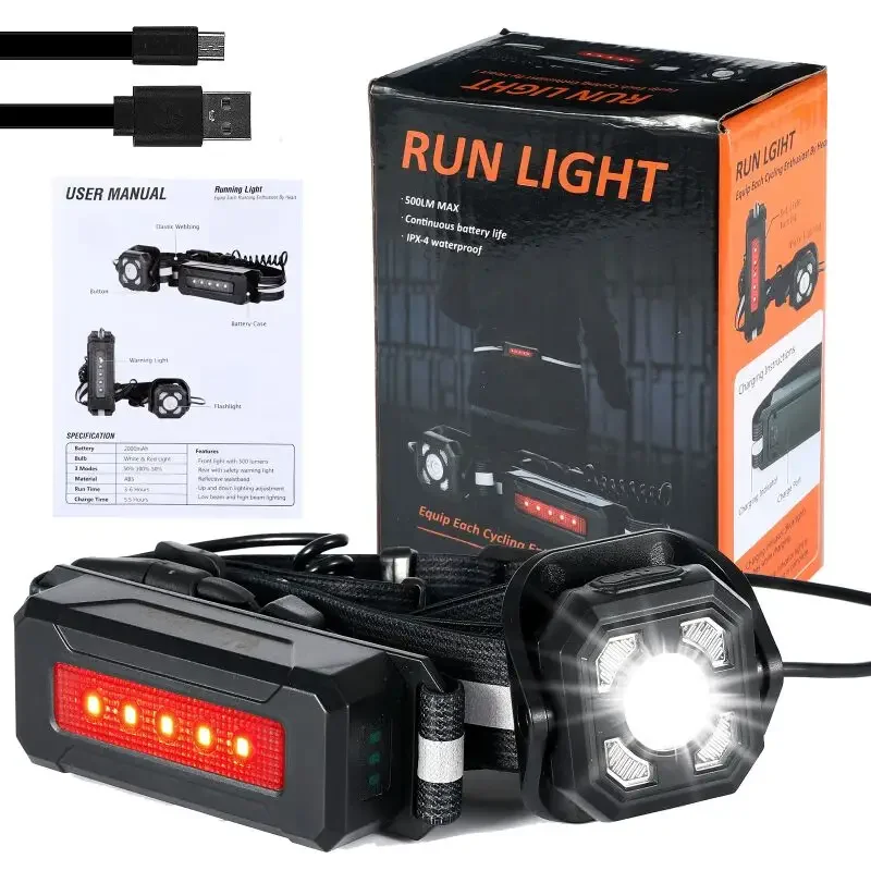 WEST BIKING USB Chargeable Running Waist Light 3 Modes 300 Lumens Headlamp forHunting USB Rechargeable Headlamps