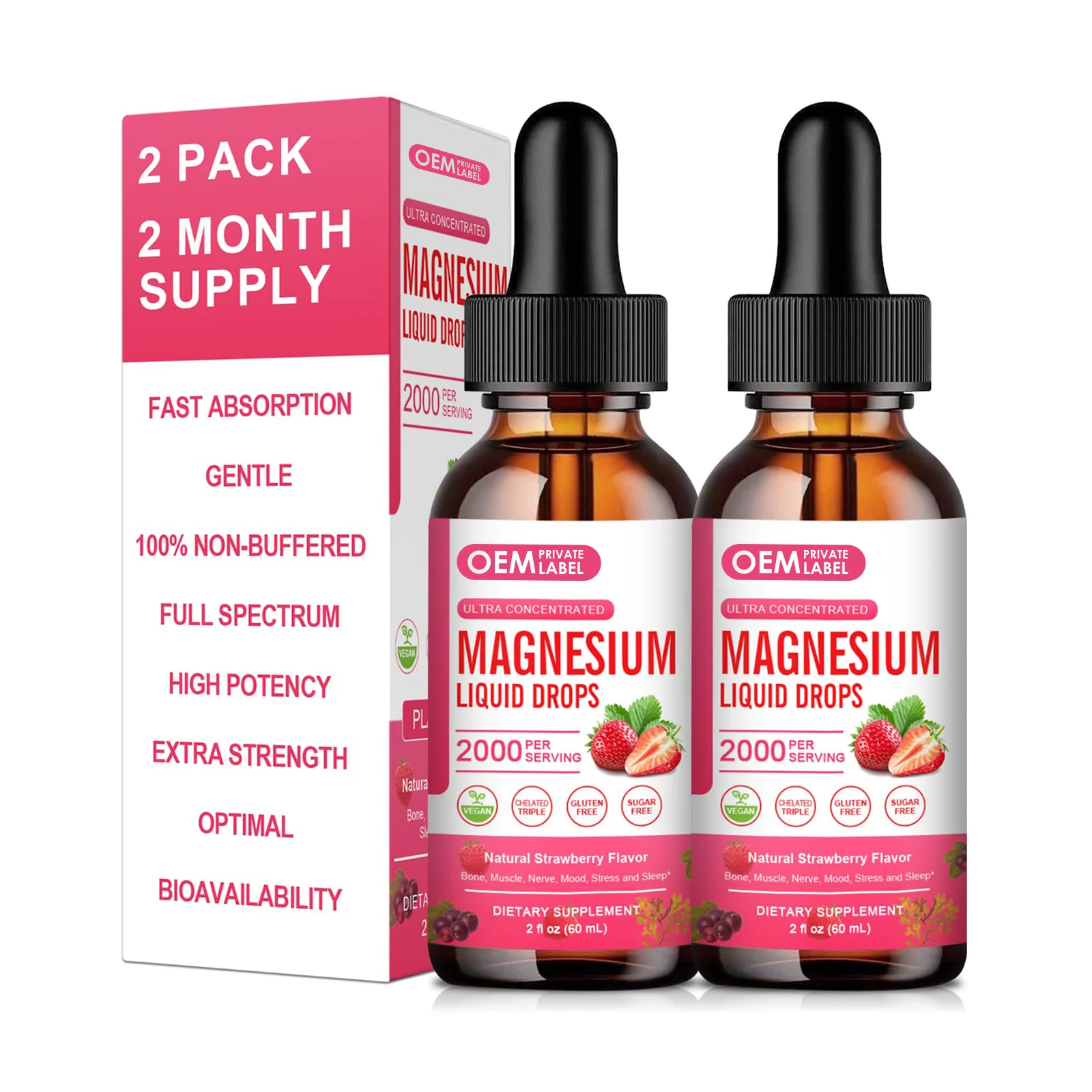 Magnesium Glycinate Supplement 1000mg Magnesium Liquid Drops With Magnesium Glycinate Citrate Muscle Sleep Energy Improve OEM