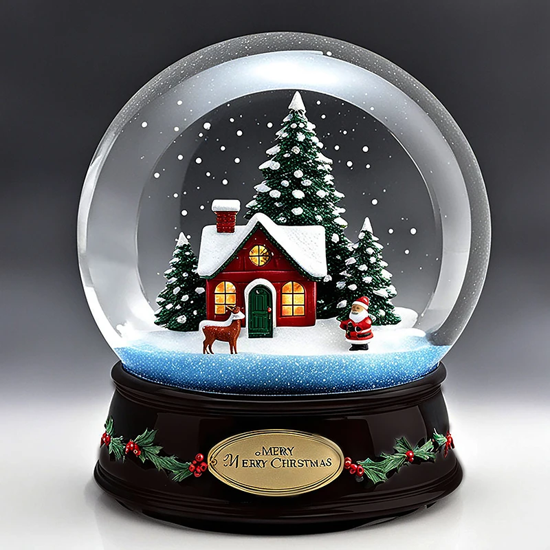 Wholesale mini village figurine glass snow ball home decor water globe custom Christmas resin snow globe souvenir