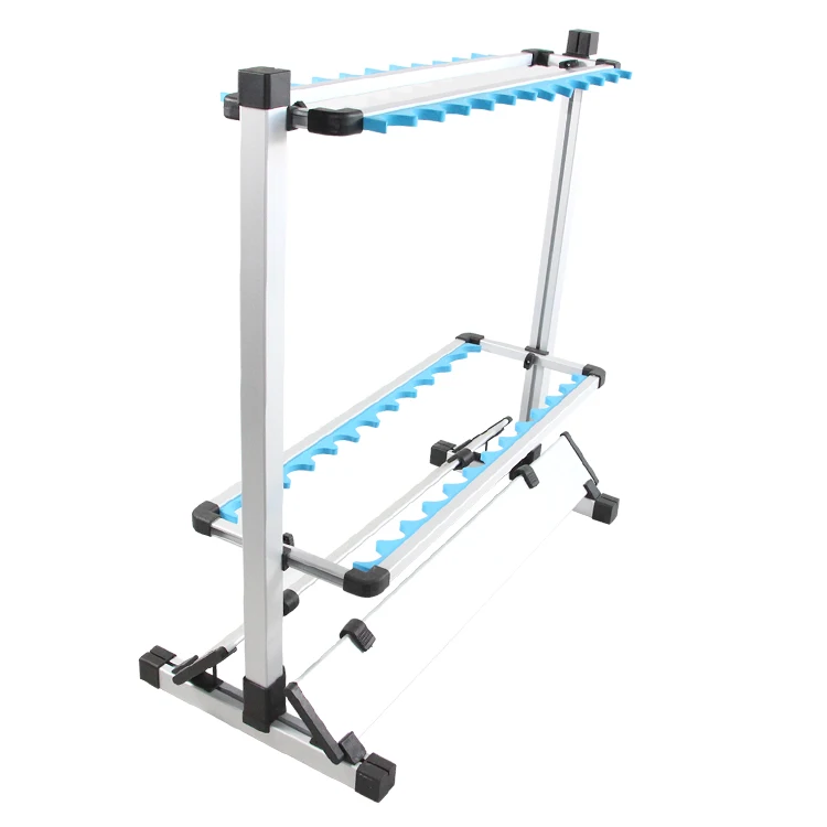 
SELCO Aluminum Alloy 24pcs Holes Silver Blue Fishing Rod Portable Stand Holder Stand Rod 