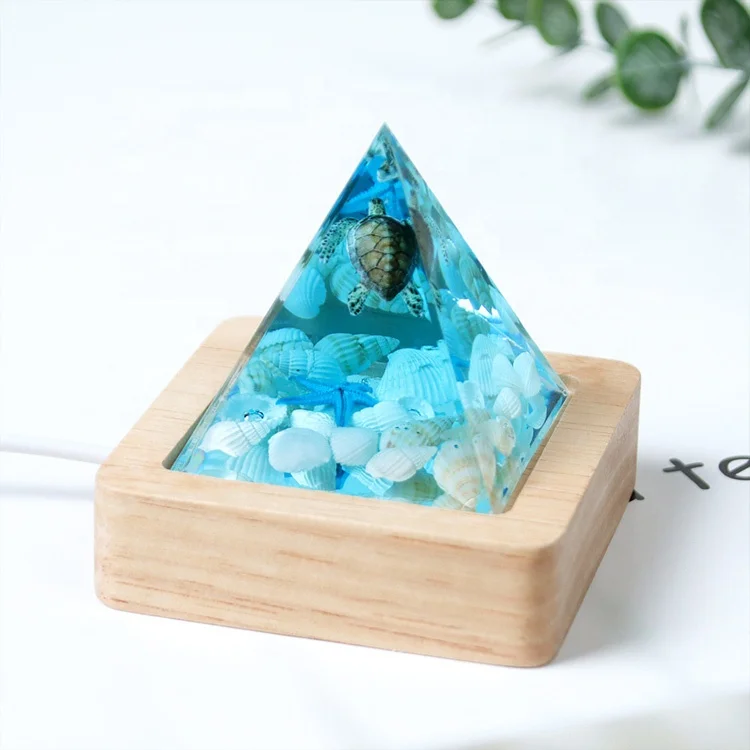 recharge popular ocean turtle pyramid pendant epoxy 3D crystal crafts children present Night Lamp light
