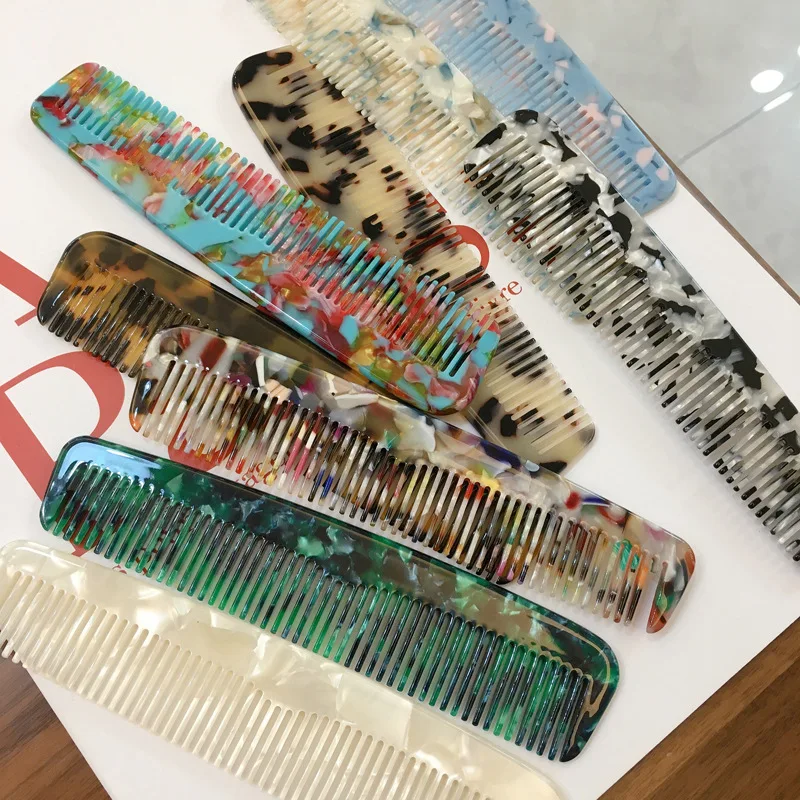 Professional 4mm Thickness Custom logo Size Colorful Korea Hair Curls Shower Beard Combs Acetate Acrylic Styling Hair Comb