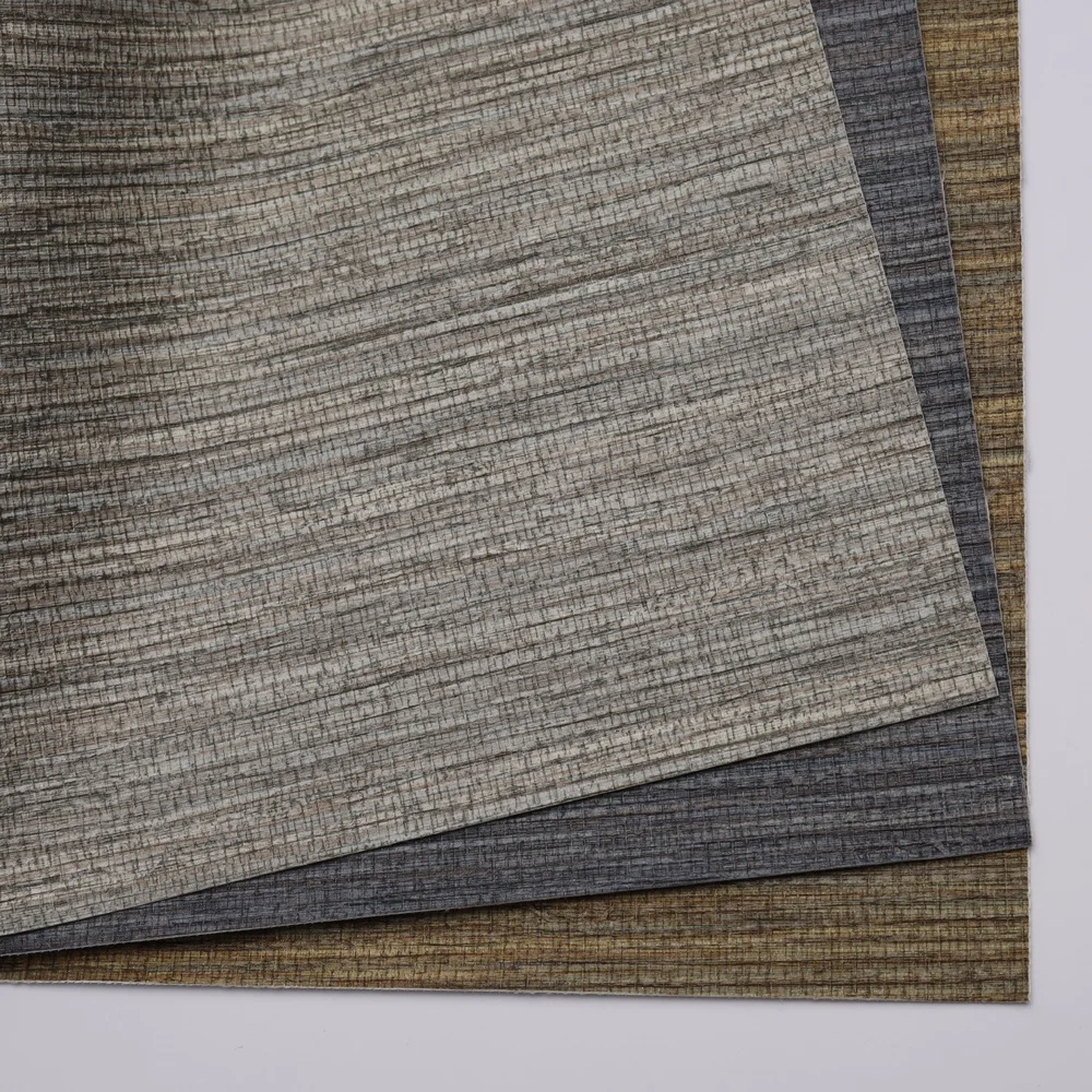 Quality Assurance like Grass weaving Texture vinyl fabric backed wallpaper fireproof durable wall paper for hotel