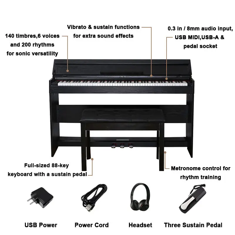 Разумные цены Музыкальные инструменты Midi пианино Usb 88 клавиши взвешенная цифровая фортепианная музыкальная клавиатура профессиональная