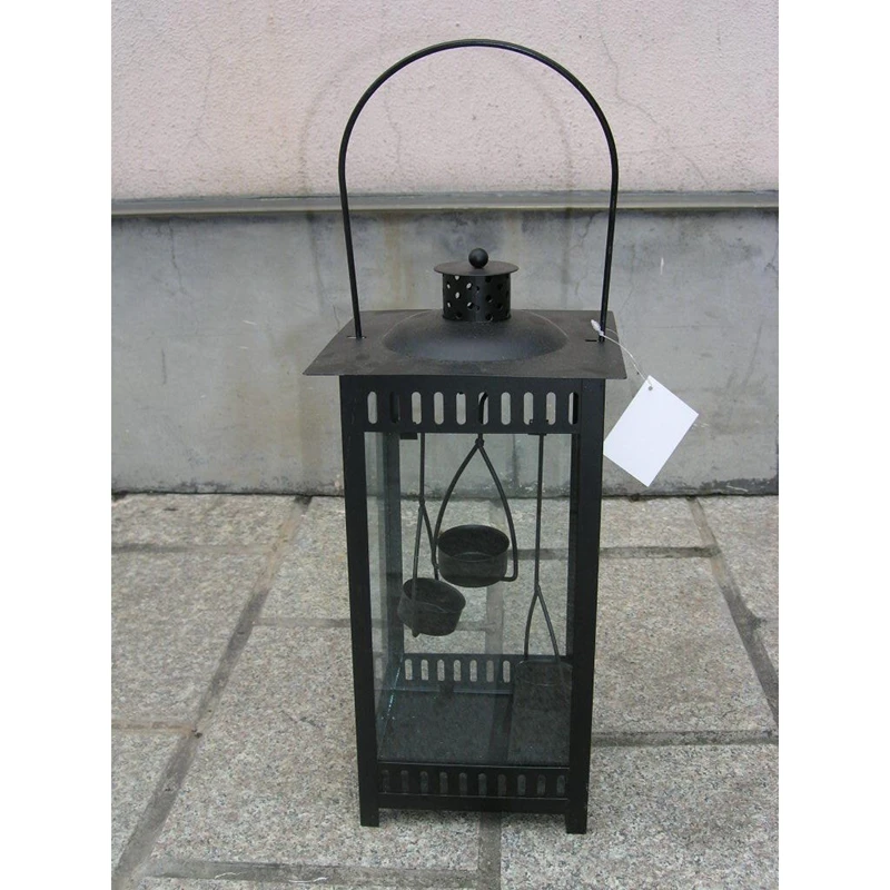 house shape black metal lantern candle holders