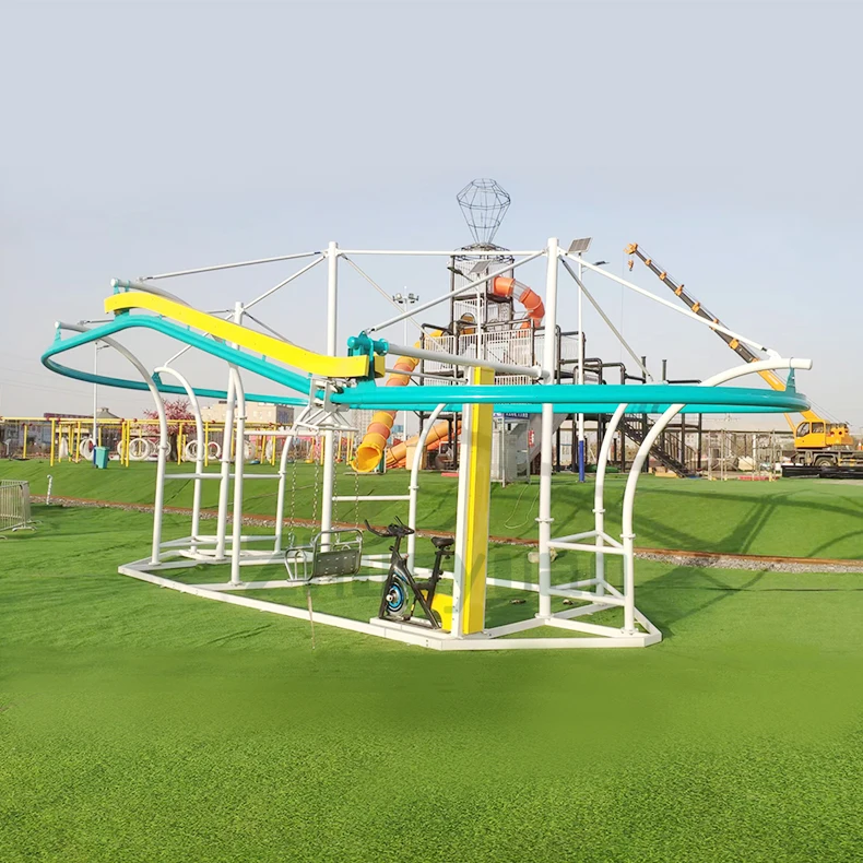 Fun Rides Outdoor Amusement Park Product Zip Line Mini Roller Coaster Bicycle Children Ropeway Games