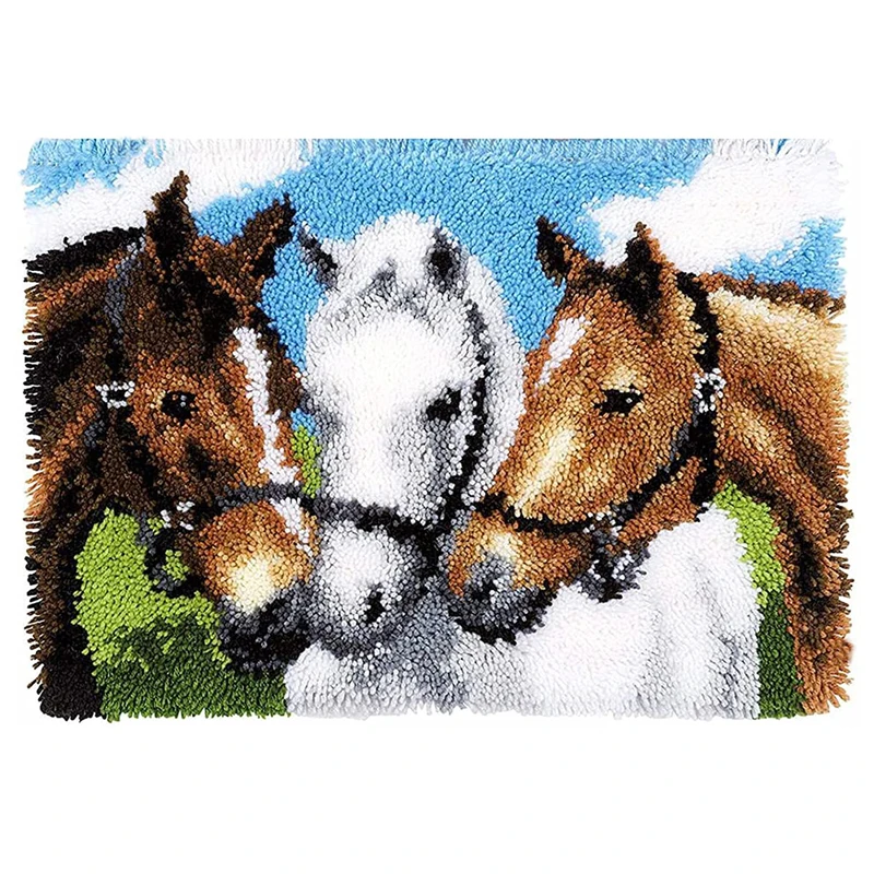 Latest DIY Embroidery Cross Stitch Animal Wholesale Latch hook rug Horse Handicraft